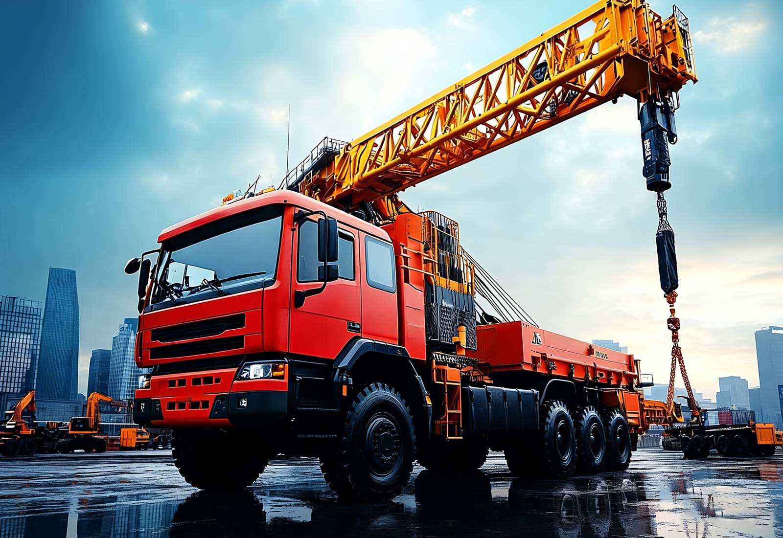 crane truck used in construction site lifting operations